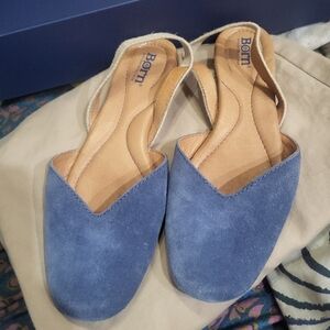 Born Coco Cream Slingback Blue Suede Leather Flats Size 7
